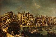 Workshop of Michele Marieschi The Rialto Bridge from the Riva del Vin oil painting